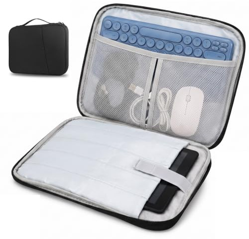SINAYREK Funda Tablet 9-11 con Asa - Universal para iPad Air M3/A16 2025, iPad 10/9/8/7, Galaxy Tab A9+/A11 Plus 11 - Impermeable Acolchada, Negro
