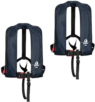 12skipper 2er-Set Automatik-Rettungswesten 165N Classic ISO UML mit Waistbelt, Marineblau