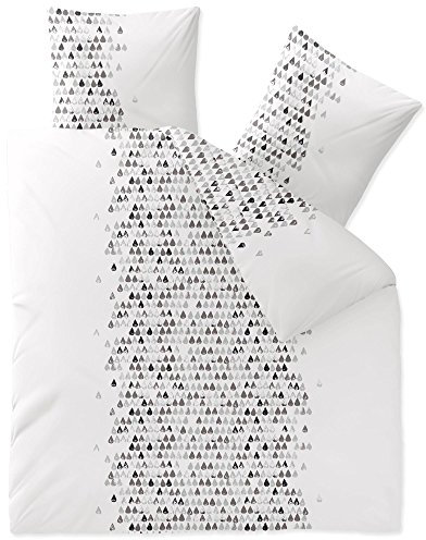 CelinaTex Touchme Biber Bettwäsche 200 x 220 cm 3teilig Baumwolle Bettbezug, Set, Bettgarnitur für Sommer und Winter, ganzjährig, pflegeleicht, Rabea Herz weiß grau schwarz