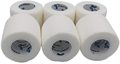 PintoMed - Bandage Cohésif - 6 Rouleaux Blanc X 5 cm X 4,5 m Autoadhésif, Sports Bande, Premiers Secours Adhésif, Vet Wrap