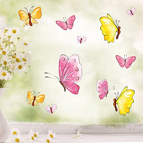 Wandtattoo-Loft Fensterbild Frühling Pastell Schmetterlinge Fensteraufkleber Set wiederverwendbar Ostern Deko