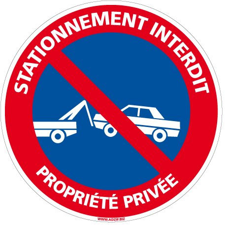 Panneau - Stationnement Interdit Propriété Privée - Diamètre 200 mm - Plastique Rigide PVC 1 mm - Protection Anti-UV - Très Résistant en Extérieur