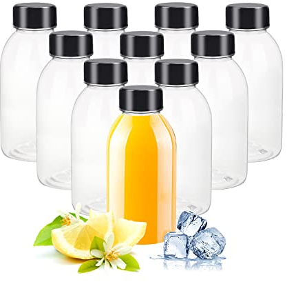 YBCPACK 12 Pack 12oz(360ml) Empty Plastic Juice Bottles with Lids and Cleaning Brush - BPA-Free Reusable Smoothie Bottles for Smoothies, Shakes, and Home Beverages