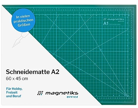 magnetiks Schneidematte DIN A2 - Schneideunterlage - selbstheilend doppelseitig grün 60x45cm