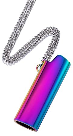 ICEDIAMOND Dazzling Lighter Case Cover Anhänger mit Hip Hop Kettenhalskette, hochglanzpolierte Metallhüllen für BIC Feuerzeug Typ J3 (Mixed)