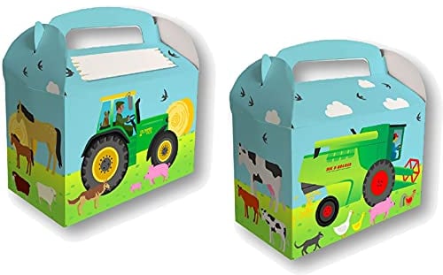 DH-Konzept 8 Geschenkboxen * Bauernhof * für Mitgebsel beim Kinderparty und Kindergeburtstag | Bauernhoftiere Farm Tiere Kinder Partytüten Party Set