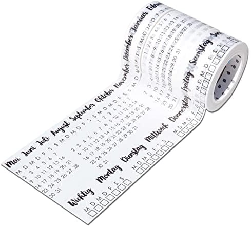 Papierdrachen 5 Washi Tapes für dein Bullet Journal | Handlettering | Wochentage einfach aufkleben | To Do | DIY Weekly Schedule | Aufgaben | Ideal für Anfänger und Profis - Schwarz 2 - Set 7