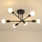Hudi Fyier Modern Chandelier Light Fixtures, 6 Lights Modern Semi Flush Mount Ceiling Light, Chandelier Lighting for Living Room Bedroom Dining Room Kitchen Office (Black)