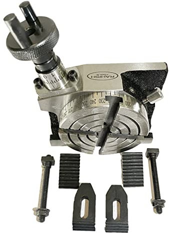 Mesa rotativa horizontal y vertical (H/V) de 75 mm (75 mm) con kit de abrazadera M6 para herramientas de ingeniería de fresado