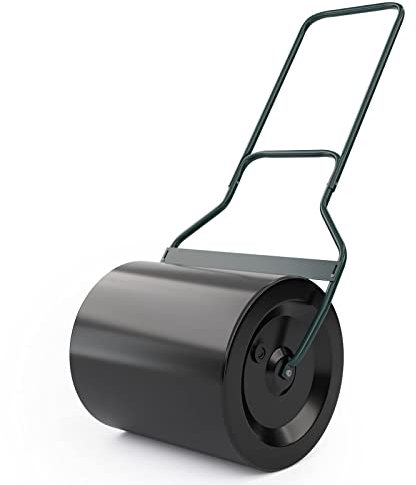 GYMAX Rullo da Giardino Φ40cm, ad Alta Capacità da 60 L, Compattatore di Prato a Rullo con Impugnatura Ergonomica a Forma di U, Può Essere Riempita con Sabbia o Acqua, da Giardino per Prati Piani