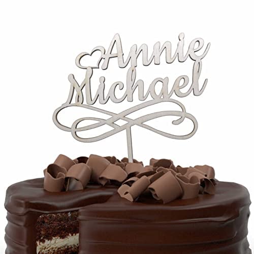 Personalisierte Cake Topper aus Holz Tortenstecker mit Namen Geburtstag Hochzeit Taufe Kommunion Torten Kuchen Deko (2xWunschname)