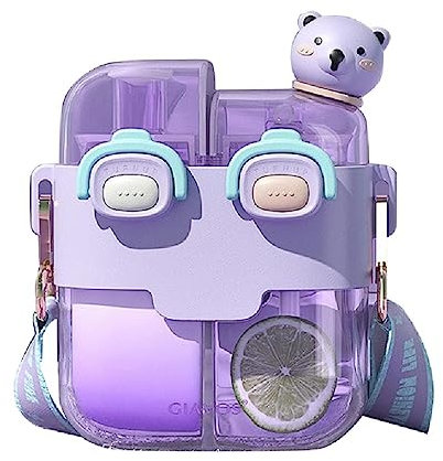 Ranuw Gourde Écologique avec Double Compartiments Bouteille d'eau De Dessin Animé Mignon pour Les Enfants Et Les Adultes Bouteille en