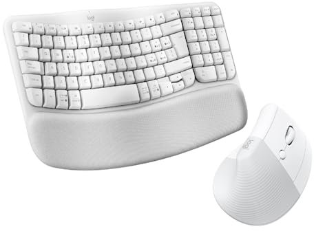 Logitech Wave Keys e Lift - Kit ergonomico - Tastiera wireless con supporto per i polsi e mouse wireless verticale - Easy-Switch, Bluetooth, più sistemi operativi, Windows/Mac