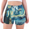RPLIFE Bunte handgezeichnete Katzen für Damen, athletische Shorts, schnell trocknende Shorts für Damen, Workout-Shorts mit Futter, Freiheitsstatue in Sternennacht von Van, Klein