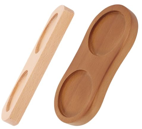 IMIKEYA Salt and Pepper Mill Tray, 2pcs Wood Pepper Mill Rest Salt and Pepper Tray Tray Salt and Pepper Shakers Holder for 2 Mills Accessories