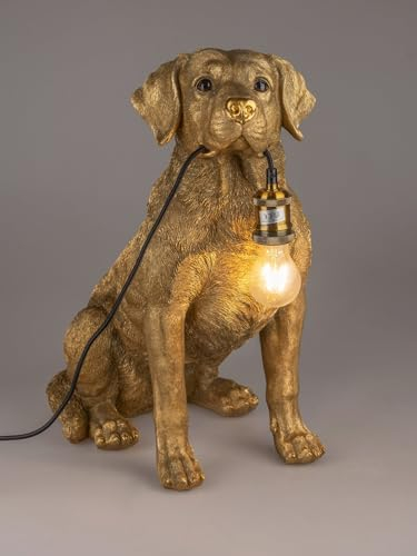 formano Leuchte Hund 52 cm Dekoration Tier antik - Gold Lampe