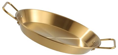 Padelle con manico a doppio anello uniforme a trasferimento di calore in acciaio inox a doppio manico fondo piatto con manici a doppio anello per cucinare frutti di mare