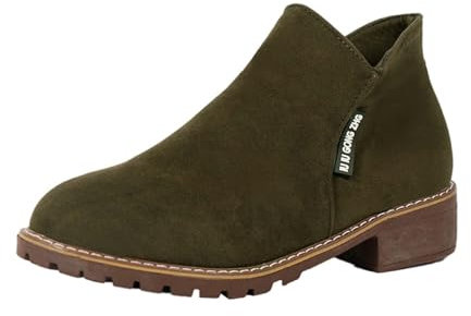 Generico Anfibi Donna Invernali Tronchetti Donna Invernali Stivali con cerniera laterale minimalista per stivaletti da donna stivaletti corti scarpe singole per Polacchini Donna Stivali (Green, 36)