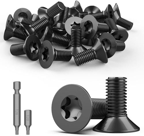 TXXATX 30 Piezas Tornillos Cabeza Avellanada Torx M4 x 12 mm Tornillos de Acero Inoxidable A2 V2A Tornillo Mecánico Tornillos Avellanados Negro Tornillos de Cabeza Plana con Punta Torx T20