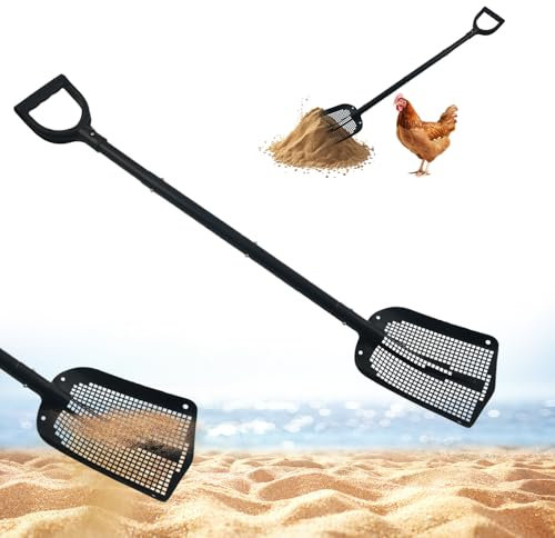 BOXOB Pala per Setacciare Sabbia, Strumento Setacciare la Spiaggia Staccabile con Lunghezza Regolabile il Divertimento in Spiaggia Fattoria Pollaio Capannone per la Pulizia