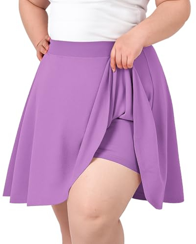 TRIWORKS Elegante Rock mit Hose Drunter Basic Hohe Taille Hosenrock | Damen A-Linie Mini Skater Rock Große Größen