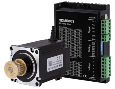 Nema 23 Schrittmotor-Treiber-Set, 3-Phasen-Schrittmotor 1,0 Nm/2,0 Nm mit Getriebe for CNC-Fräser, Gravur-Fräsmaschine(3DM580S 233CS10)