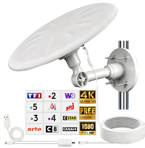 CSUXYD Antenne TV Exterieure Puissante, Antennes TNT Exterieur Puissante | Réception Omnidirectionnelle 720° Antenne TV Exterieur Puissante, pour Camping Car, Caravane, Fourgon, Van, Camion, Bateau
