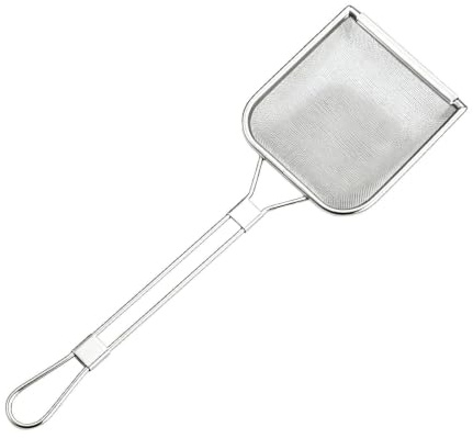 Skimmer Spoon - Fine Mesh Stainless Steel Strainer Ladle | Long Handle Oil Strainer, Kitchen Utensil | Cooking Frying Hot Pot Noodles Eggs Vegetables Restaurant