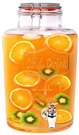 Schramm Distributeur de boissons pichet pour bouteille de jus de fruits Schramm avec verre de robinet verres optiques Cocktail Pot à boisson, 7,5 litres