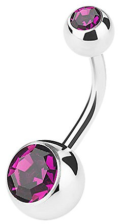 Piercingfaktor Bauchnabelpiercing Banane Piercing Bauch Stecker Gebogen mit Doppel Multi Kristall Kugel