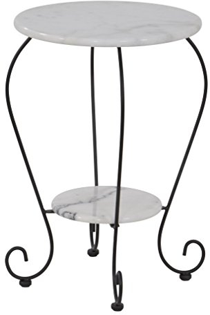 Lesli Living Beistelltisch Marmor Marmortisch Bistrotisch Garten Tisch weiß Ø25cm/Ø41cm x 59cm