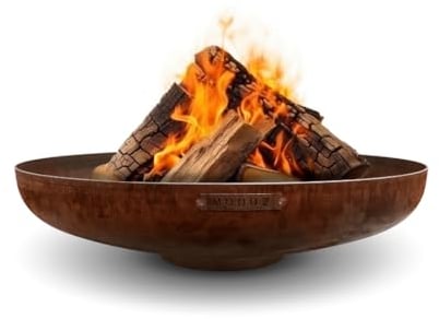 Moodz Feuerschale 120 cm - Feuerschalen für den Garten - Feuerstelle Outdoor & Feuertonne - Feuerschale mit Opt. Grillrost aus hochwertigem Cortenstahl - Feuerkorb für den Garten - 120x120x22cm