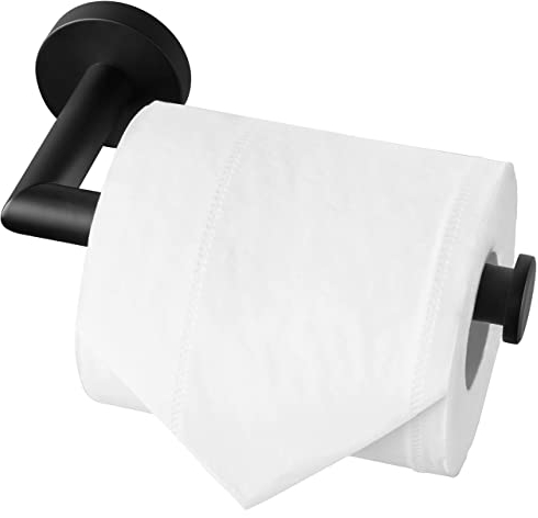 HITSLAM Toilettenpapierhalter Schwarz, Edelstahl Rostfrei Klopapierhalter für Wandmontage, Klorollenhalter für Bad und Küche, WC Papier Halterung, Schwarz Matt