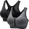 CARETOO Damen Sport BH Stark Halt Active Bra Höhe Beanspruchung Trainieren Bustier Fuer Yoga Fitness - Mit Reißverschluss Schwarz + Grau, L