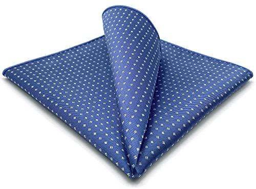 S&W SHLAX&WING Herren Einstecktücher Weiß Punkte Blau for Suit Groß 32cm