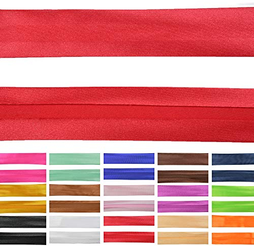 Roban Fashion 10m Satin Schrägband zum Nähen gefalzt 50mm breit Rot