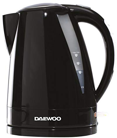 Daewoo Balmoral 1.6L Plastic Kettle (220-240V/50-60Hz/2520-3000W) with Removable, Washable Limescale Filter and 360° Rotation Base, Locking Lid with Auto & Manual Switch Off - Black, SDA1750GE