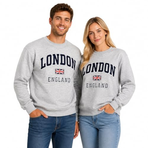 British Heritage Brands LE201GN Unisex London England Sweatshirt Grey Navy XS-2XL (L)