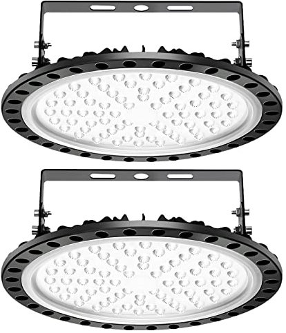 papasbox 2 Pack LED UFO Industrielampe, 300W LED Hallenstrahler Deckenleuchte High Bay Licht, SMD 2835 LED Flutlicht Pendelleuchten, Kaltweiß 6000-6500K, Industriebeleuchtung Werkstattlampe