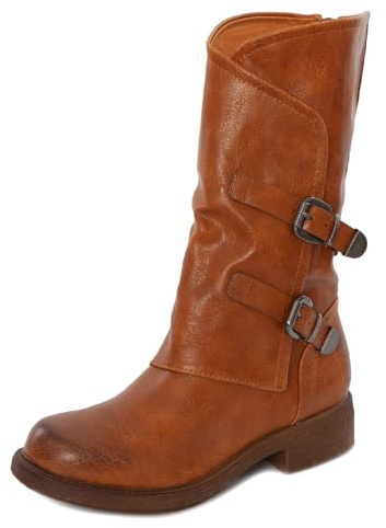 Toocool Stivali donna biker boots fibbie anfibi motociclista scarpe casual G620 [39,camel]