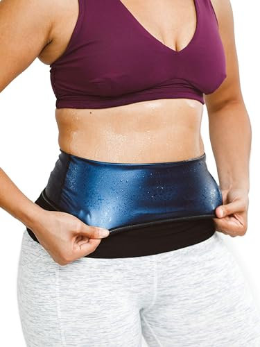 Sweat Shaper Waist Trimmer for Women, Waist Trainer Sauna Belt, Neoprene-Free Waist Cincher, Sauna Slimming Belt, Medium - Black