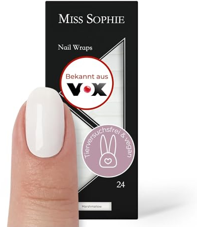 Original Miss Sophie Nagelfolien Marshmallow I 24 ultra-dünne Nagellack-Streifen einfarbig in Weiß I Für Finger- & Fußnägel I Hält auf Natur- sowie lackierten, Acryl-, Gel- & Shellac-Nägeln