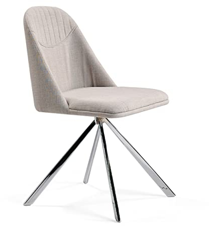 Angel Cerdá - Chaise de Salle à Manger Pivotante en Tissu Gris avec Pieds en Acier Chromé – Système Pivotant 360º – Confort et Élégance pour Salons et Salles à Manger – 47 x 56 x 82 cm