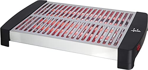 Jata TT591 - Tostador horizontal grande XXL (35 x 25 cm) con 5 barras de cuarzo, Mueble y parrilla de acero inoxidable, 3 potencias de calor, Bandeja recogemigas extraíble