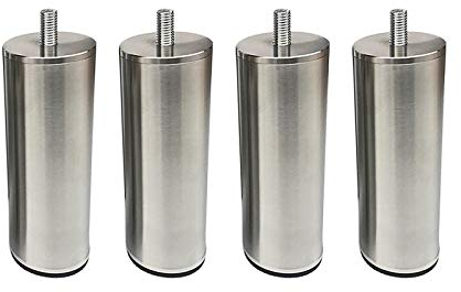 M10 Gewindestange Massiv Gebürstet Edelstahl Möbelfüße,Metall Sofafuss Bettbeine Küche Badezimmer Schrankfüße Glastischbeine,mit Rutschfestem Pad,4er Set (44.6cm/17.6in)