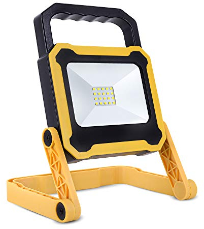Lampe de chantier à LED 10 W avec batterie externe USB rechargeable rapidement - Lampe d'atelier - Lampe de travail - 4400 mAh - 4 modes d'éclairage - Protection contre l'eau IP54