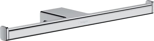 hansgrohe AddStoris - Toilettenpapierhalter doppelt, Klopapierhalter für Wandmontage, Klorollenhalter, verdeckte Befestigung, Badezimmer Zubehör, Chrom, 41748000