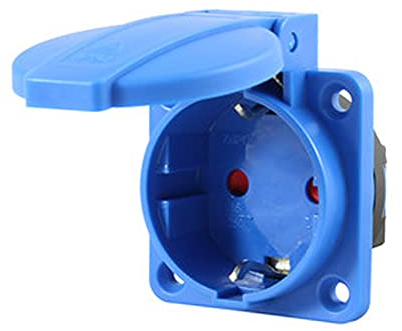 Base de enchufe industrial IP44, 16A, resistente al agua, ideal para conexiones eléctricas exteriores y entornos industriales.