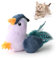 Suhaco Interactive Cat Toys Melody Chirpy Bird Cat Feather Toy Plush Toys Set for Cats, Three Dogs & A Cat Squeak Toys for Indoor Cats