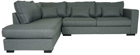 Ecksofa HWC-J58, Couch Sofa mit Ottomane Links, Made in EU, wasserabweisend 295cm - Stoff/Textil grau